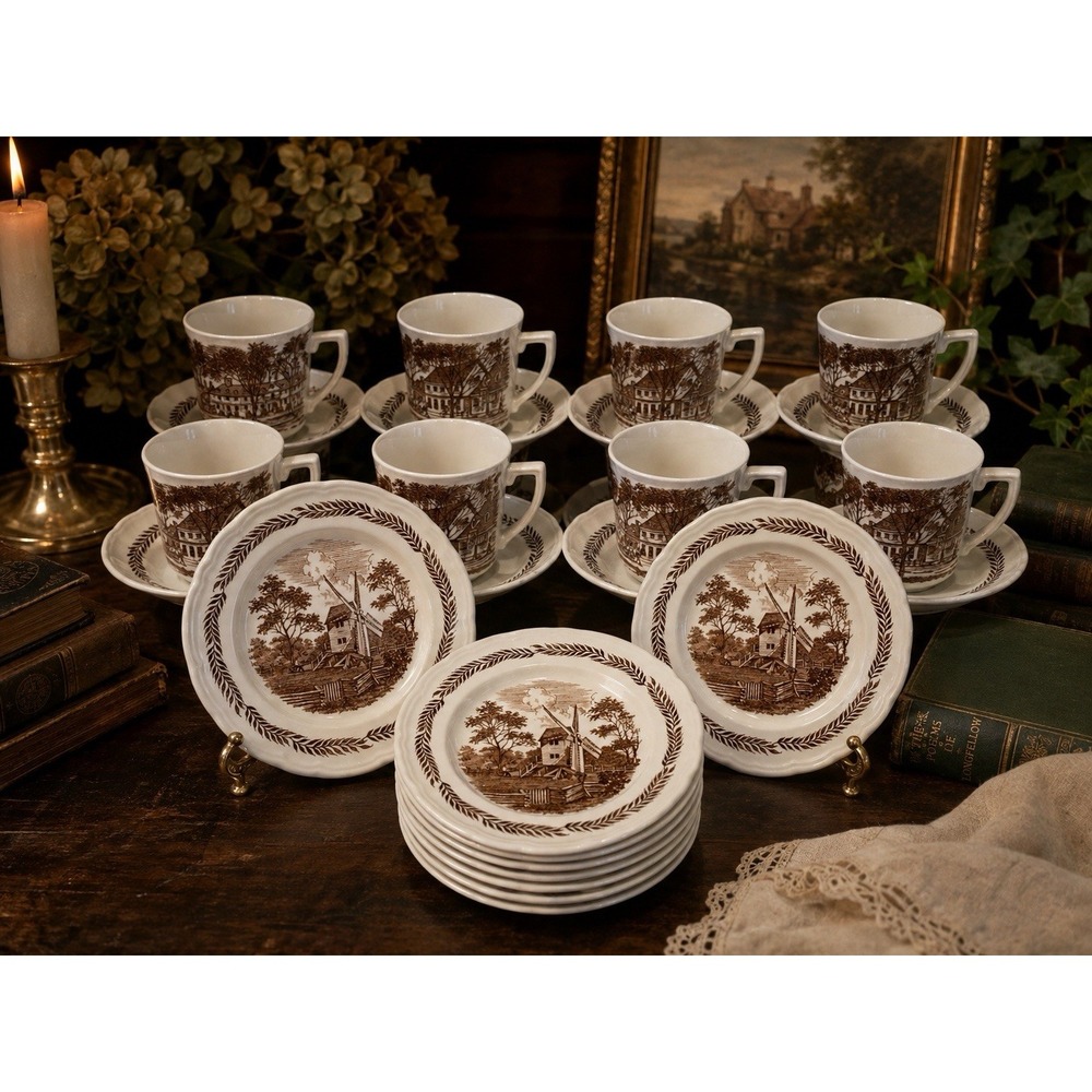 J&G Meakin Royal Staffordshire Colonial Ironstone 24 Pc Cup Saucer Plate Set